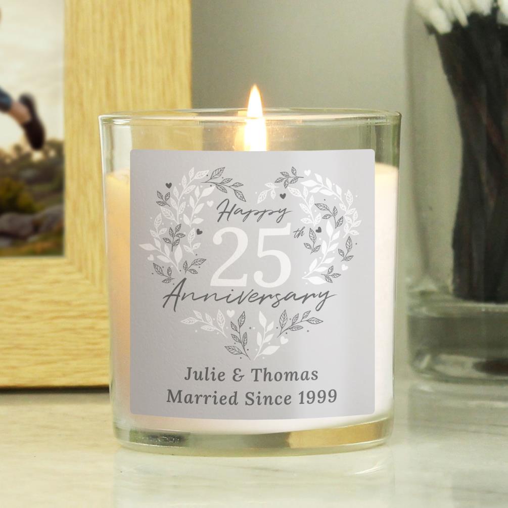 Personalised 25th Silver Wedding Anniversary Jar Candle Extra Image 1